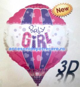Baloane botez JUMBO 3D BABY GIRL 90cm