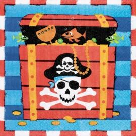 16 Servetele pirati 33x33cm Pirates Treasure