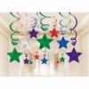 30 Spirale decorative pentru agatat Stars Multicolour