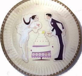Set de 10 farfurii nunta cununia civila  ceremonii din carton 18cm WEDDING
