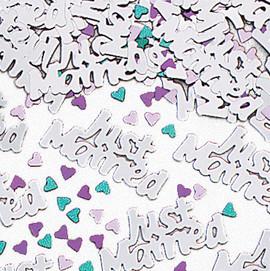 Confetti decor mese nunta JUST MARRIED argintii 14gr