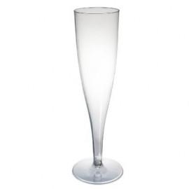 Cupe Pahare FLUTE pentru sampanie cocktail din plastic reutilizabile set 6buc - picior ROSU