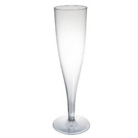 Cupe Pahare FLUTE 140ml pentru sampanie cocktail din plastic reutilizabile set 6buc - picior TRANSPARENT