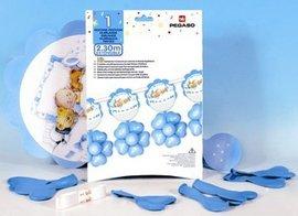 Decoratiune botez baieti din baloane inimioare bleu Kit BABY BOY 2,30 metri