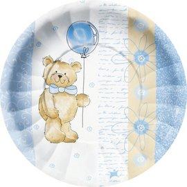 10 farfurii botez cu diametru 18cm Teddy Bear Blue