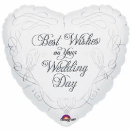 Balon folie metalizata 45cm Wedding Doves Best Wishes