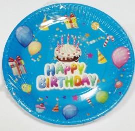 Set de 12 farfurii carton 23cm Happy Birthday Cake