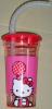 Pahar cu pai flexibil 400ml hello kitty tulip