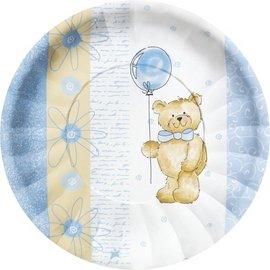 10 farfurii botez cu diametru 23cm Teddy Bear Blue