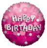 Balon folie metalizata happy birthday pink cu snur