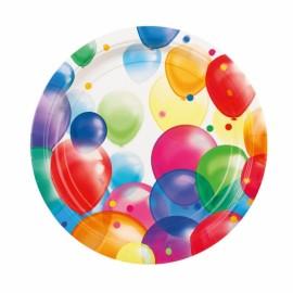 8 Farfurii carton plastifiat 23cm Balloons