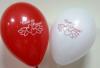 20 baloane alb rosu nunta cununia civila latex 26cm inscriptionate