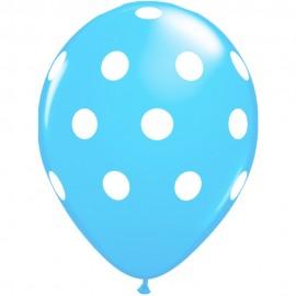 10 Baloane bleu cu buline albe 26cm
