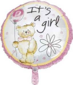 Balon folie metalizata 45cm It's a Girl - TEDDY BEAR PINK