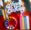 24 Lumanari de tort cu 12 suporti si litere din plastic "HAPPY BIRTHDAY"