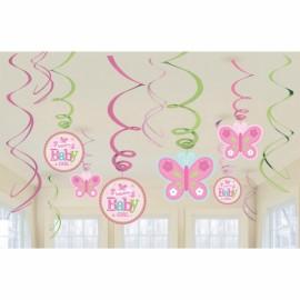 12 Decoratiuni Botez Spirale Colorate Welcome Little One - Girl