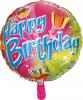 Balon folie metalizata 46cm happy birthday rotund
