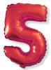 Balon folie metalizata cifra 5 culoare rosu 35cm