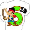 Lumanare aniversara pentru tort cifra 6 JAKE & Neverland Pirates