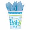 8 pahare botez din carton 266ml welcome little one boy