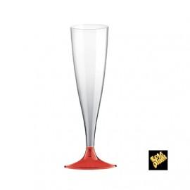 Cupe Pahare FLUTE pentru sampanie cocktail din plastic reutilizabile 140ml set 6buc - picior ROSU