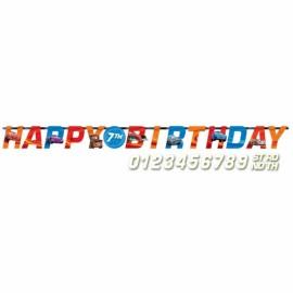 Banner litere personalizabil Happy Birthday Cars 160 x 14 cm