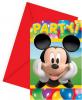 6 invitatii de petrecere cu plicuri pentru copii MICKEY PARTY TIME
