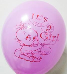 20 baloane botez  30cm imprimate IT'S A GIRL- culoare ROZ
