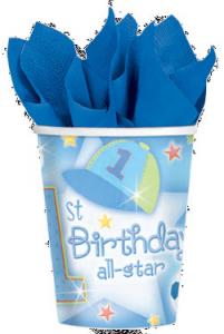 18 Pahare 266ml FIRST BIRTHDAY ALL STAR PARTY
