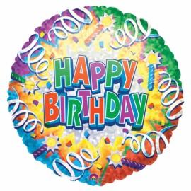 Balon folie metalizata Birthday Explosion Happy Birthday Prismatic 45cm