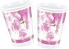 10 pahare plastic 200ml pink blossom