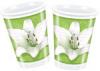 10 pahare plastic 200ml white flower