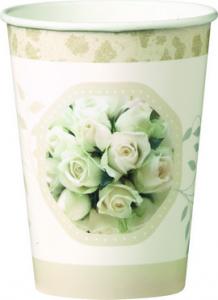 10 Pahare carton 200ml WEDDING ROSES