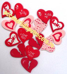 Decoratiuni confetti inimioare lemn cu mesaje 15 buc