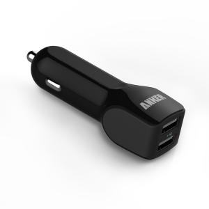 Incarcator auto USB Dual-Port Anker 24W cu tehnologia PowerIQ&trade; (negru)