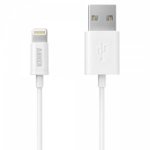 [Certificat Apple MFi] Cablu de date Lightning - USB, 0.9m, ANKER (alb)