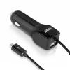 Incarcator auto Anker 18W / 3.6A cu cablu incorporat (negru)