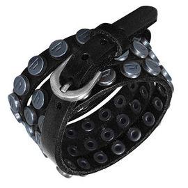 Bratara Fashion din Piele Neagra cu Capse Metalice Lungime Reglabila BFL-704