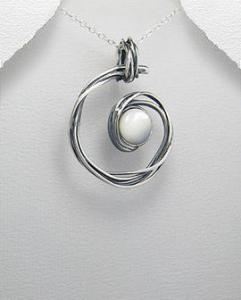 Pandantiv Cuib de Pasarele din Argint Oxidat cu Perla de Cultura Mare PAG-074
