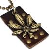 Marijuana ganja leaf colier fashion din piele nfs-159