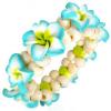 Bratara fimo plumeria cu floricele albastre model elastic bfan-086