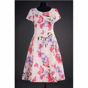 Rochie de zi cu imprimeu floral Silvia, crem