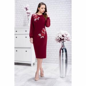 Rochie eleganta de seara cu flori brodate Naomi, marsala