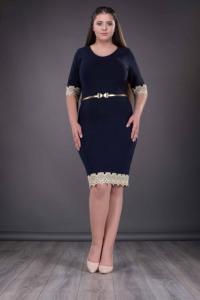 Rochie eleganta cu aplicatie din dantela Iolanda, bleumarin