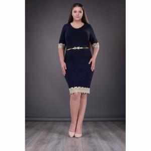 Rochie eleganta cu aplicatie din dantela Iolanda, bleumarin