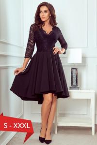 Rochie de seara asimetrica din dantela Nicolle, negru