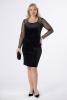 Rochie de seara din catifea neagra cu maneci din tulle cu buline