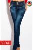 Blugi skinny cu talie inalta si accesorii blue jeans