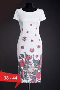 Rochie casual cu imprimeu floral Cristina, alb/rosu