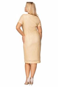 Rochie midi eleganta de seara din dantela bej